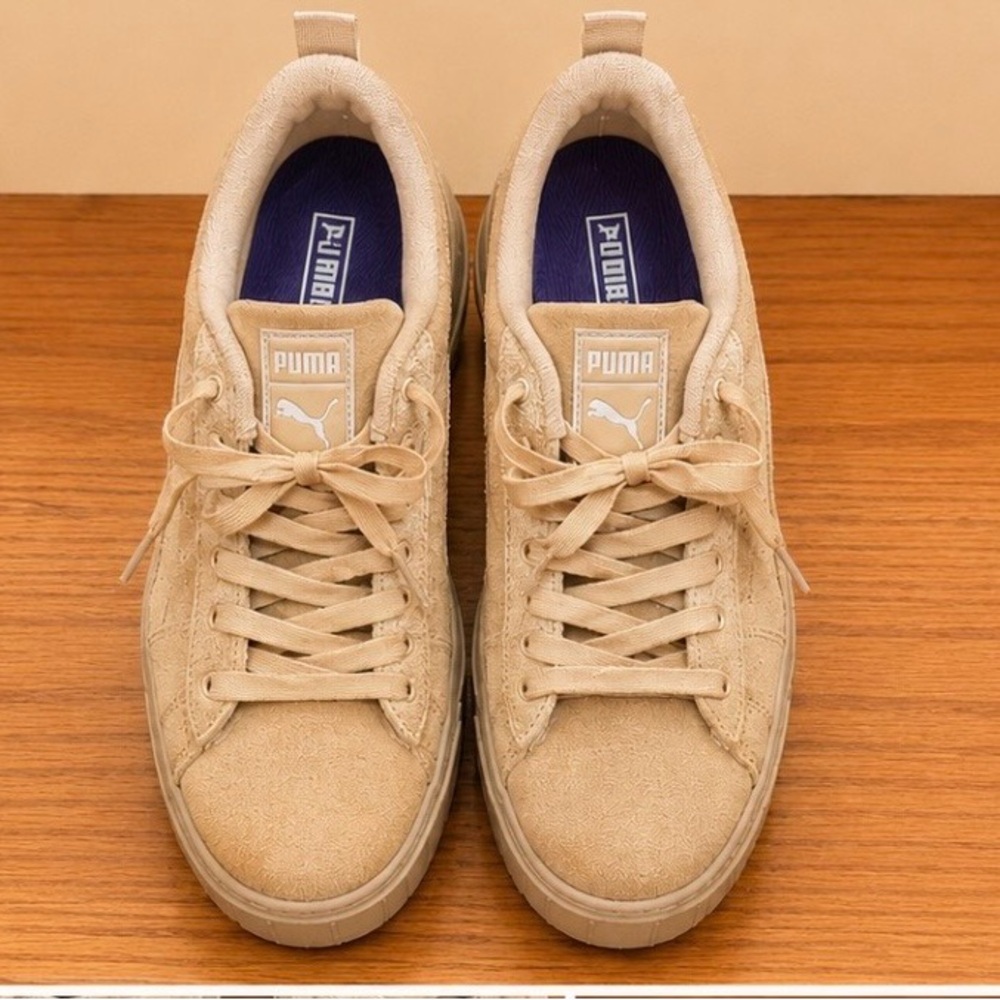 Puma Tan Suede Low-Top Sneakers